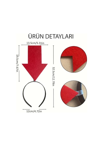 Kişiselleştirilebilir Ok Taç Üzerine Yazı Yazılabilen Parti Tacı Kırmızı Renk 2 " 40500695