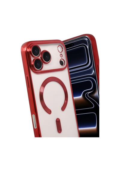 Apple iPhone Uyumlu  17 Pro Max Uyumlu Kross Magneticsafe Kapak - Kırmızı