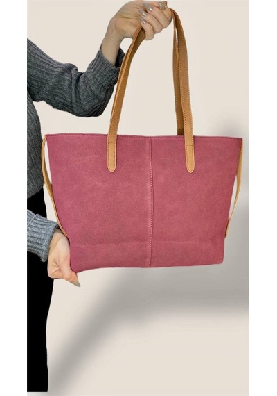 Lovelystore Kadın Süet Geniş Hacimli Fermuarlı Günlük Tote Model Büyük Boy 40x28 Bordo