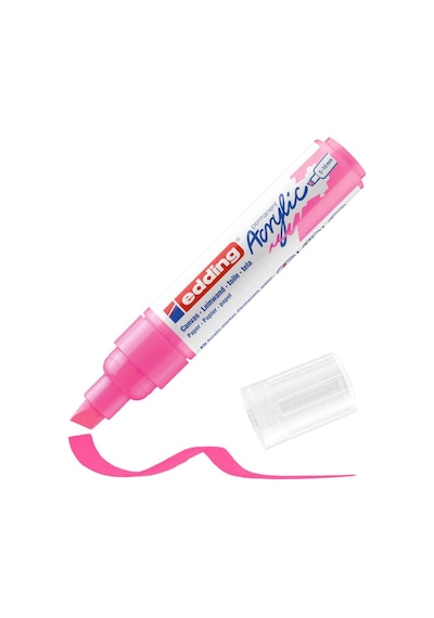 Edding 5000 Kalın Uçlu Akrilik Markör - Fosforlu-Pembe - 5-10  Mm’
