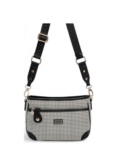 Silver & Polo Silver Polo Siyah - Siyah Kaz Ayağı Ekose Kadın Çapraz Çanta Sp1160