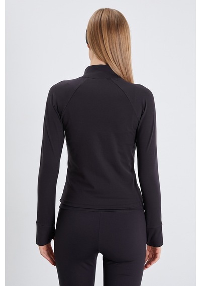 Fullamoda Parmak Geçirmeli Dalgıç Kumaş Slim Fit Ceket Siyah