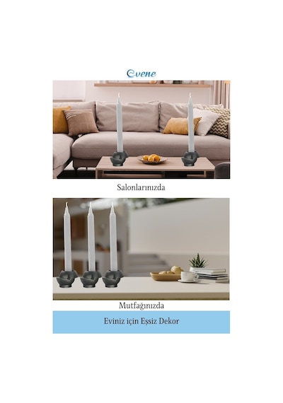 Mumluk Şamdan Tealight Ve İnce Mum Uyumlu Kesik Model - Siyah