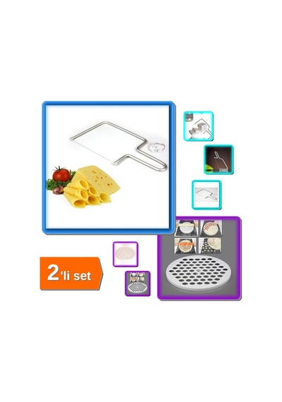 Peynir Kesme Teli Dilimleyici + 61 Bölmeli Mantı Kalıbı Pratik - 2li Set H6d9q2 Çelik Diğer