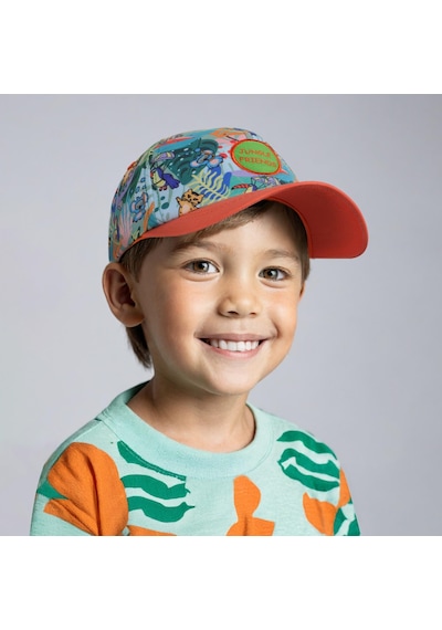 Milk & Moo Jungle Friends 4-6 Yaş Erkek Çocuk Şapkası - Turuncu, Nakışlı, Ayarlanabilir Yazlık