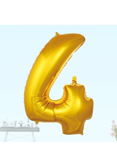4 Yaş Rakam Folyo Balon. 100 CM - Altın