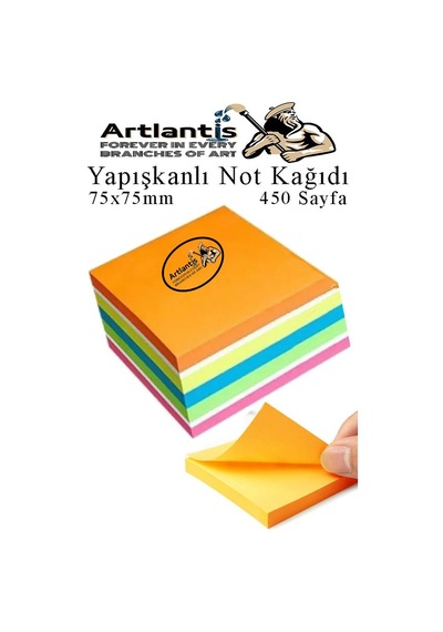 Yapışkanlı Not Kağıdı 6 Renk 450 Sayfa 1 Paket Envai Küp Blok Yapışkanlı Postit 75x75 Mm Renkli
