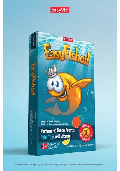 Easyfish Oil Omega 3 Limon ve Portakal Aromalı Balık Yağı 30'lu