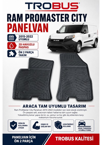 Trobus Ram Promaster City Panelvan 2015-2022 2d Havuzlu Paspas 2 Parça