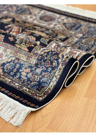 Şehname Motifli 80 X 120 Cm İpek Halı Siyah