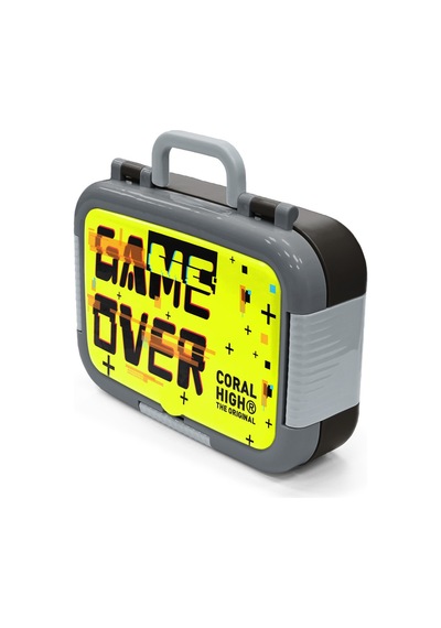 Coral High Kids Siyah Neon Sarı Game Over Desenli Paslanmaz Çelik Beslenme Kabı 39207 Neon Yeşil