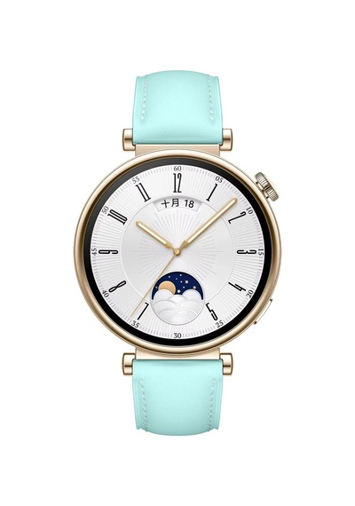 Huawei Watch Gt5 Pro 42mm İle Uyumlu Starlight Gold Metal Tokalı Deri Zarif Şık Kordon