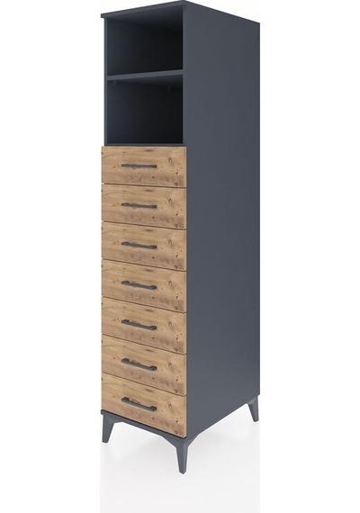 Kronos Dolap 2 Raflı 7 Çekmeceli 44x59x182 Antrasit-çam Antrasit