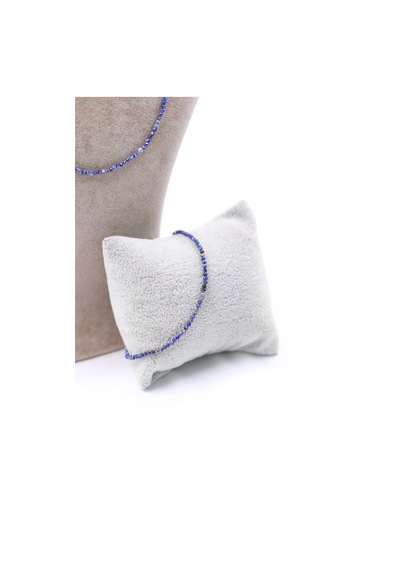 Lapis Lazuli Taşı Doğal Taş Kolye Bileklik Seti Fasetli Kesim 2-3 Mm Lacivert