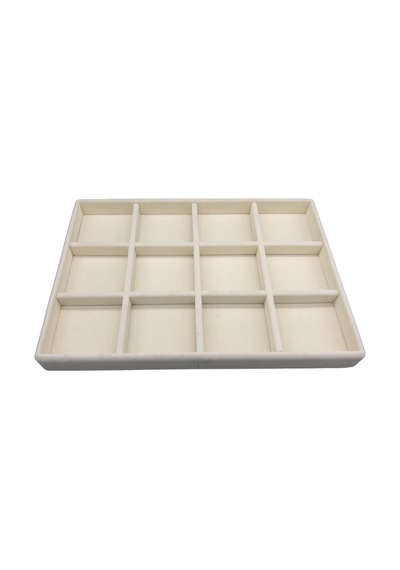 Yerli Üretim Süet Kumaş Krem Renk 34cm/24cm Bölmeli Çekmece İci Krem