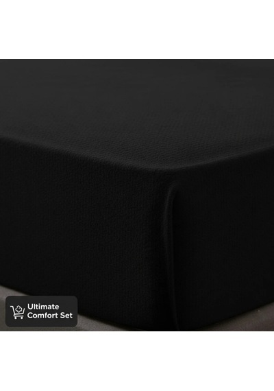 Elegancehome Flanel, Cozy Siyah, Tek Kişilik Lastikli Çarşaf Takımı