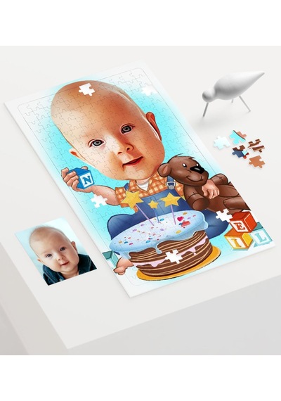 Kişiye Özel Bebek Doğum Günü Karikatür 240 Parça A3 Puzzle - 1