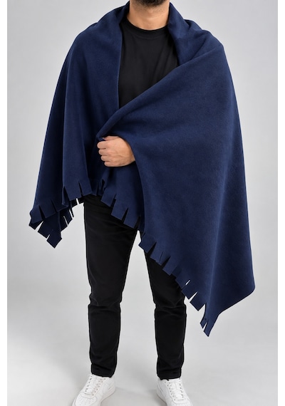Parshey Polar Şal 70x170 Cm Unisex Sıcak Tutan Yumuşak Kenar Püsküllü Lacivert