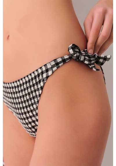 Suwen Chris Bağcıklı Bikini Alt Sb2551011571157 Siyah Ekoseli