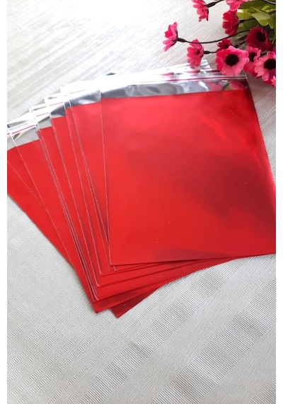 Kırmızı Janjanlı Hediye Paketi Yapışkanlı 10'lu 12 x 17 CM