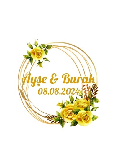 Kış Yeşillikli Oval Etiket Kına Nişan Düğün 3x3 Cm Özel Etiket / 50 Adet Sticker Beyaz