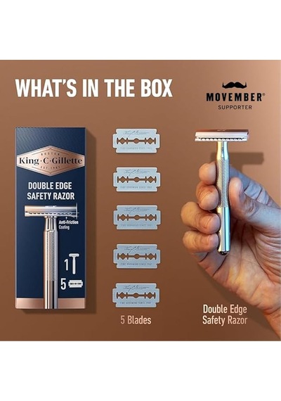 King C. Gillette Krom Kaplama Saplı Tıraş Bıçağı + Jilet 5'li