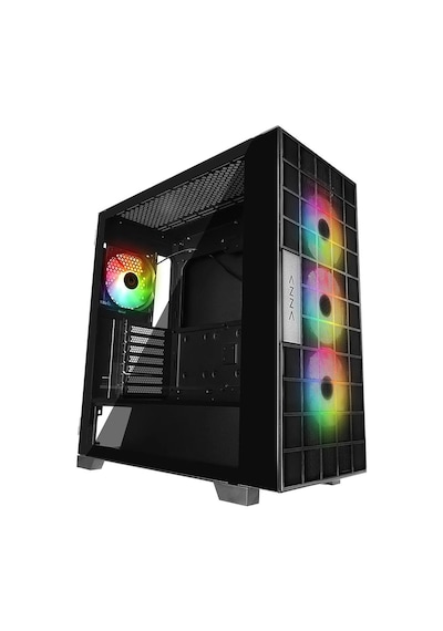 Rampage Azza V2 Temperli Camlı Siyah 4-12cm Argb Fan + Type-c Atx Mid-t Gaming Oyuncu Kasası