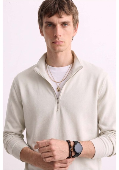 Barrels And Oıl Erkek Yarım Fermuarlı Dik Yaka Sweatshirt - Taş Taş