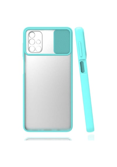 Kilifone - Samsung Uyumlu Galaxy M51 - Kılıf Slayt Sürgülü Arkası Buzlu Lensi Kapak - Turkuaz
