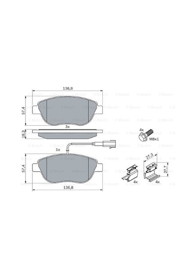 Fiat Grande Punto 1.3mj 2005-2011 Bosch Ön Balata 23708