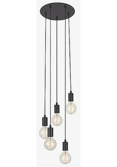 Rsylight Retro Metal Dekoratif Rustik 5 Li Yuvarlak Siyah Sarkıt Avize Çap:30 Cm Siyah