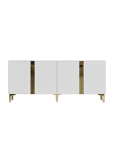 Ka1898bg - Anka Konsol, Tv Stand, Tv Sehpası Ve Tv Ünitesi Beyaz - Gold 180cm Altın - Beyaz