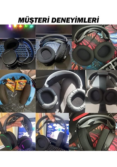 Steelseries Arctis 1 3 5 7 9x Pro İle Uyumlu Kulaklık Süngeri Siyah - Siyah Kadife