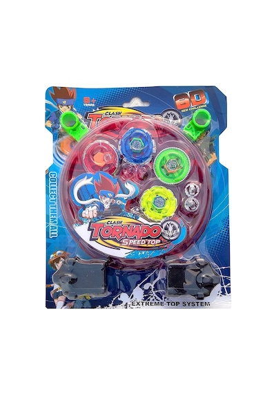 Peculıar Metal Fusion Clash Of Tornado Speed Top Stadyum Savaşı 4 Beyler Ve 2 Fırlatıcı Tek Pakette Çok Renkli