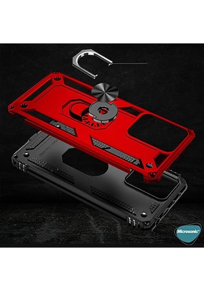 Tr Pro 5g Kılıf Military Ring Holder Kırmızı 12 Pro 5g İle Uyumlu Kılıf - Kırmızı Diğer