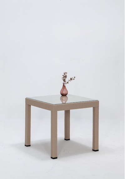 Rattan Small Lüx Camlı Cappucino Masa Takımı Bahçe&balkon 1 Camlı Masa + 4 Sandalye Diğer
