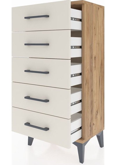 Arges Komodin 5 Çekmeceli 44x30x96 Çam-aytaşı Çam