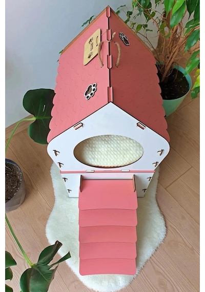 Ahşap Büyük Teraslı Kedi Evi 2XL