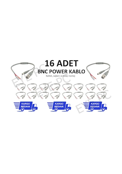 Kamera Güvenlik Hazır Kablolu Bnc + Dc Power Jak Konnektör Kablo