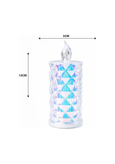 Lb 12 Adet Led Candle Kamp Büyük Boy Çap:5cm - Y: 16cm Pilli Led Mum Mika Kristal Plastik Yakut-13637 Çok Renkli