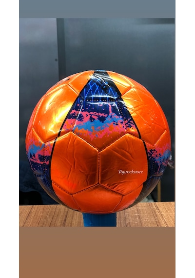 Parlak Dikişli Futbol Topu 5 Numara + Şişirme Pompası Li Turuncu