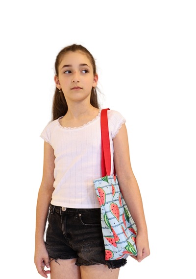 İcone Bag Desenli Kız Çocuk Plaj Çantası, Baskılı Çocuk Günlük Çanta Mavi