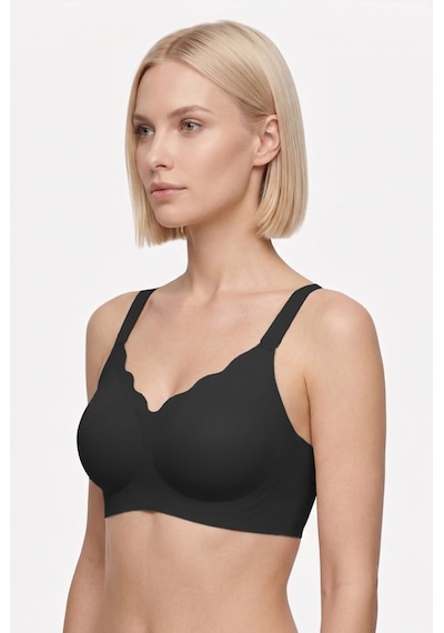 Cottonhill Seamless Bra - Smooth Siyah Lazer Kesim Balensiz Ayarlanabilir Askılı Dikişsiz Kadın Sütyen