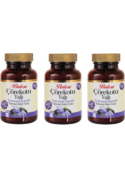 3 Adet Balen Çörekotu Yağı 80 Kapsül 1380 MG Çörek Otu Soğuk Pres
