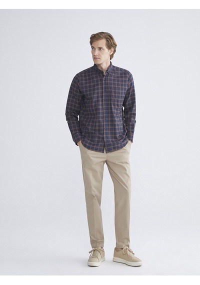 Lcwaıkıkı Classic Kahverengi Regular Fit Uzun Kollu Ekose Gabardin Erkek Gömlek
