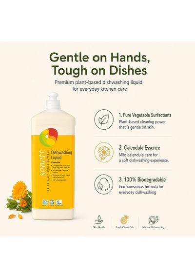 Organik Elde Bulaşık Yıkama Sıvısı- Calendula - 1 L 1 Paket 1 X 1000 Ml