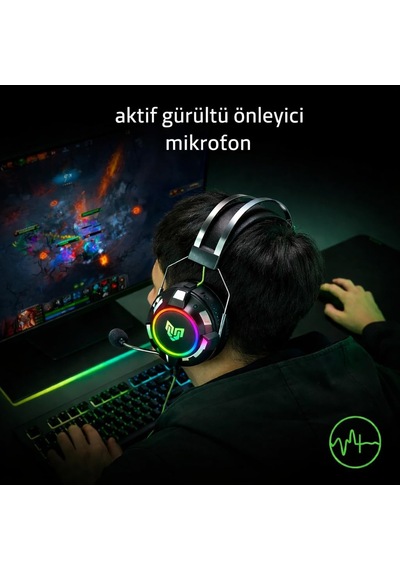Soundgate Rgb 7.1 Usb Gaming Mikrofonlu Oyuncu Kulaklığı, 7.1 Surround Ses, Rgb Aydınlatma, Gür