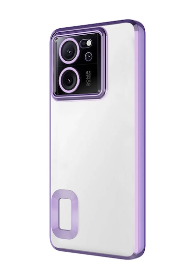 Noktaks - Xiaomi Mi 13t Pro Uyumlu - Kılıf Kamera Korumalı Logo Gösteren Omega Kapak - Derin Mor