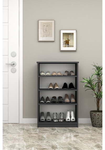 Asra Trend 4 Katlı Açık Raflı Ayakkabılık A-31 %100 MDF Modern Bot Uyumlu Düzenleyici Antrasit Asra Trend 4 Katlı Açık Raflı Ayakkabılık A-31 %100 MDF Modern Bot Uyumlu Düzenleyici Antrasit