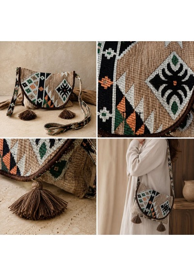 Bk Gift El Yapımı Otantik Türk Kilim Omuz Çantası -8, Günlük, Kitap, Tablet, Plaj Ve Seyahat Çantası Çok Renkli